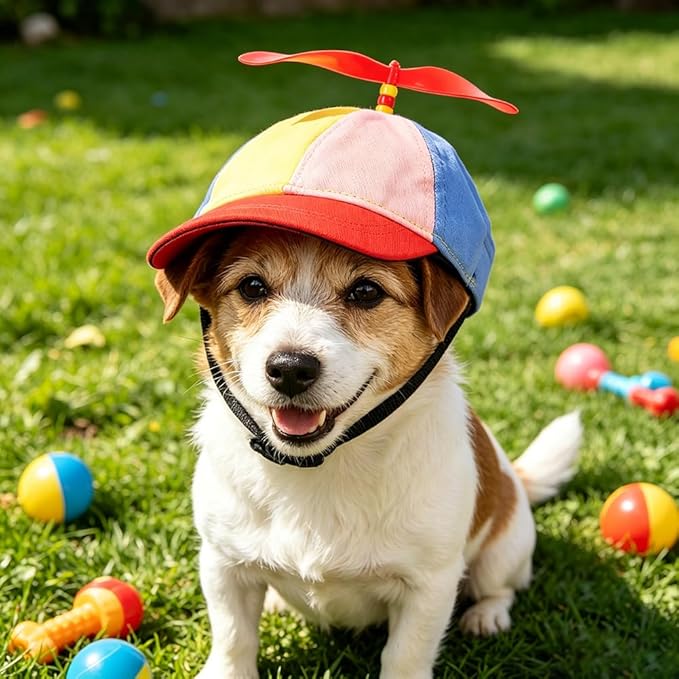 Pet Propeller Hat Cat Dog Colorful Pet Sun Protection Adjustable Baseball Cap Rainbow Pet Spinner Hat Funny Puppy Kitty Baseball Cap
