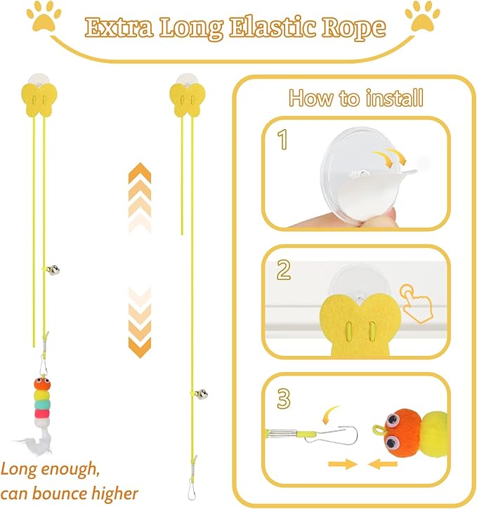QUOZUO Kitten Toys - 38PCS Cat Play Set, Sparkle Balls, Plush Pom Pom Balls, Hanging Door Toy, Gift Box Styles
