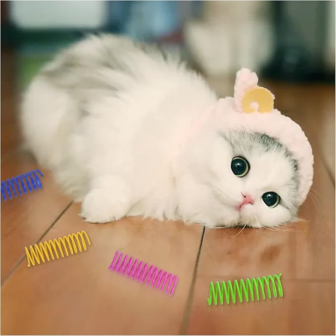 WishLotus Cat Toys for Indoor CatsInteractive 3.34in 4 Colors Cat Spring Toy, 8pc Big Springs Set Lightweight High Elasticity Cat Spiral Springs for Cats to Swat, Hunt to Kill Time (8pcs)