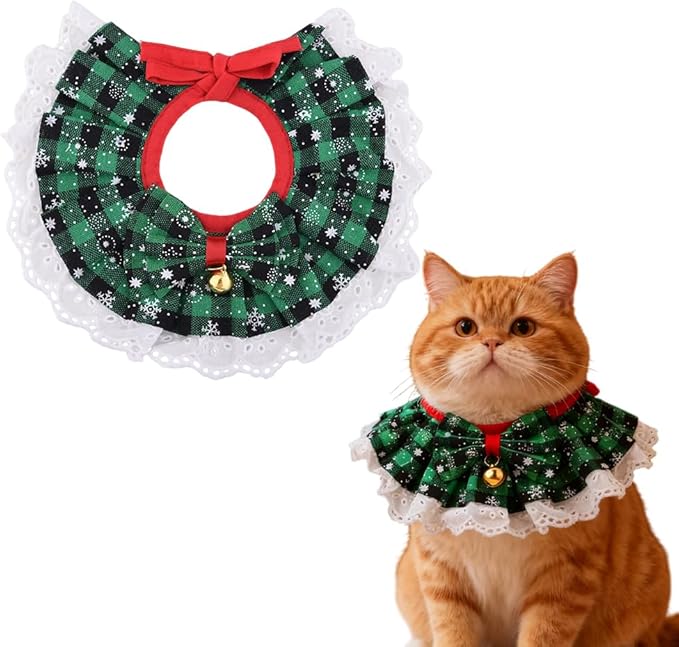 Dog and Cat Christmas Bandana Pet Food Bib Scarf Holiday Pet Bandanas for Dogs Cats Droop Bib Boy Girl Cat Festive Christmas Outfit for Pets Eating Scarf Adjustable Dog Neck Bandana Cat Xmas Costume