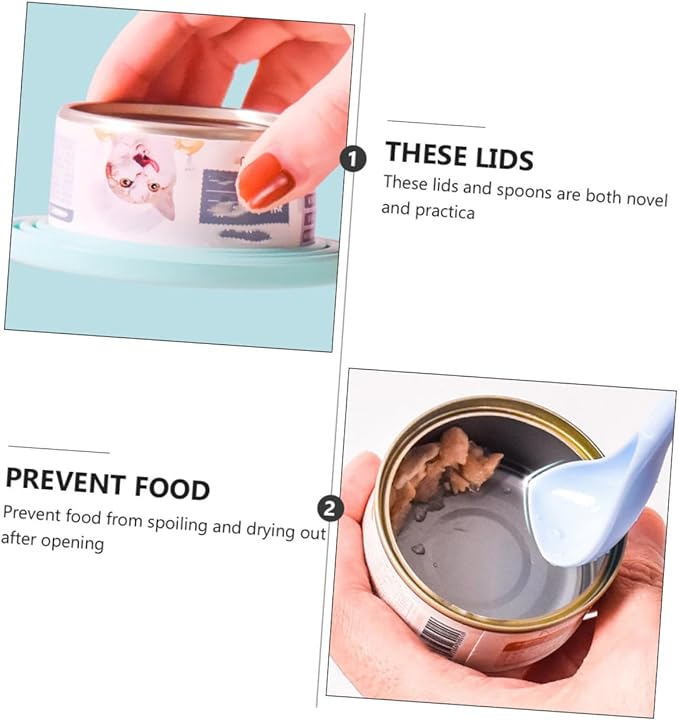KESYOO 4pcs Pet Food Can Covers with Feeding Spoons Food-grade Silicone Seal Lids for Dog Cat Food Cans Reusable Airtight Sealers Dishwasher Safe Freshness Preserving
