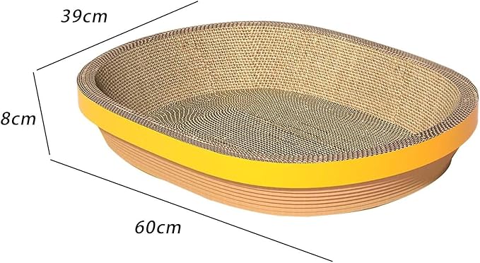 Cat Scratcher Corrugated Pet Cat Scratch Pads Bowl Shaped Plate Cardboard Scratching Lounge Bed Furniture Protector Supplies Oval Shape Suitable for, Yellow Edge