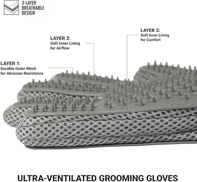 MEUOMIW - Pet Hair Remover Glove for Dogs & Cats - Deshedding Mitt & Grooming Brush - Gentle Massage Tool for Shedding Pets with Short or Long Fur - Bath Brush for Efficient Cleaning (one piece)