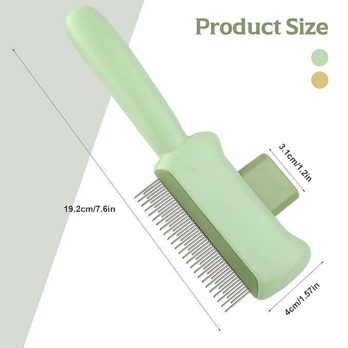 2-Pack Pet Grooming Brush, Self-Cleaning Deshedding Brush & Fine Tooth Comb, Rounded Stainless Steel Teeth for Dogs Cats Short Long Hair