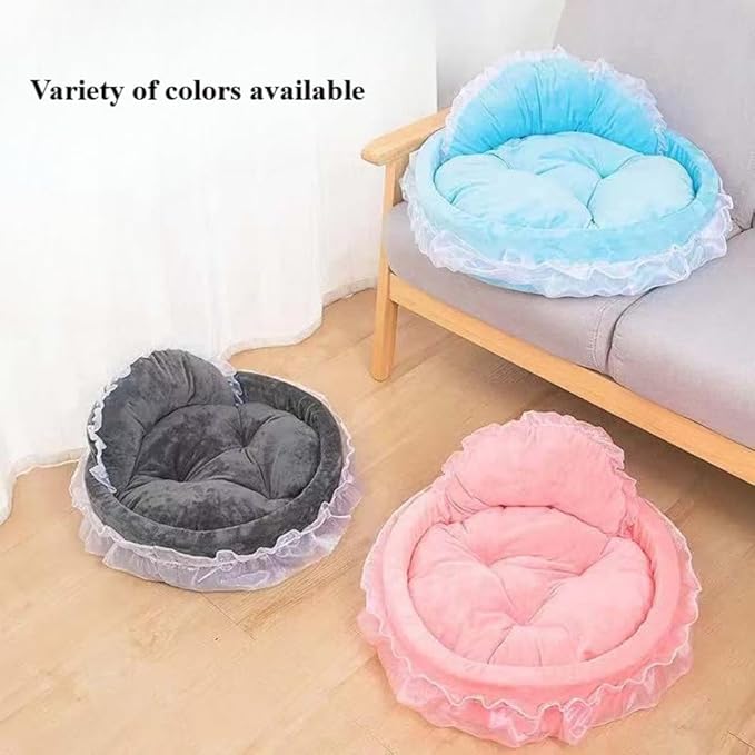 Washable Princess Pet Bed for Small Medium Dogs & Cats - Soft Plush Warm Cave Sofa Cushion, Cozy Snuggle Nest Mat, Cute Comfy Kennel Pad(20.87''X18.9''X20.87'',Blue)