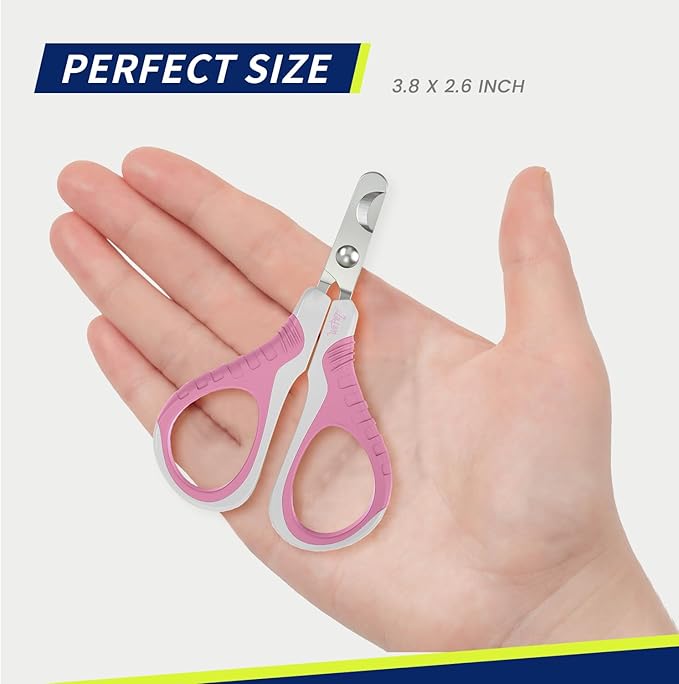 WePet Pet Nail Clippers U07.1, Professional Claw Trimmer, Bended Scissor Special for Cats, Kittens, Dogs, Puppies, Small Animals, White/Thulian Pink