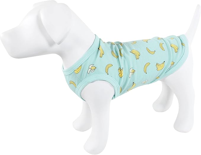 Luvable Friends Dog Pet Dog and Cats Cotton T-Shirts 2pk, Bananas Space, Large