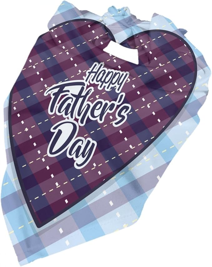 Happy Father's Day Dog Bandana Adjustable Reversible Triangle Dog Scarf Scarves Pet Bibs Costume Accessory Decor for Cats