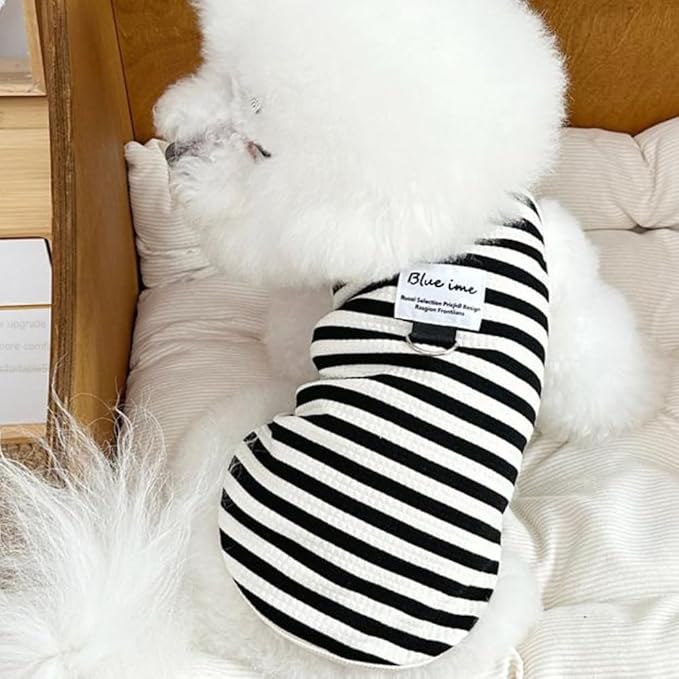 Lightweight Stretchy Dog Tank Top - Soft Sleeveless Shirt for Small Dogs, Breathable Striped Pet Clothes for Chihuahua, Puppy