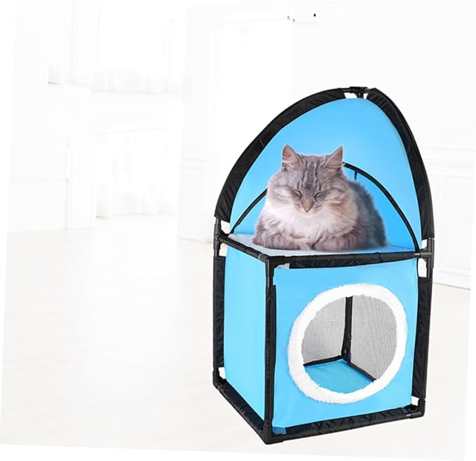 Yardwe Indoor Cat House Bed Scratcher Tree Furniture Oxford Fabric Double-Deck Design