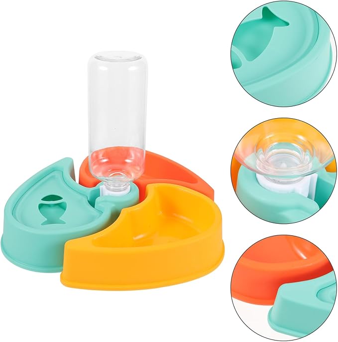 UPKOCH Automatic Cat and Dog Feeder with Detachable Anti-Skid Food and Water Bowls, Small Size Pet Feeding Dish for Dry and Wet Food Separation, Self-Watering Pet Bowl for Cats and Dogs