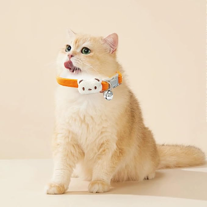 Cat Collar Breakaway,Cat Collars for Girl Cats,Kitten Collar with Bell(2PCS,Red and Ogrange)