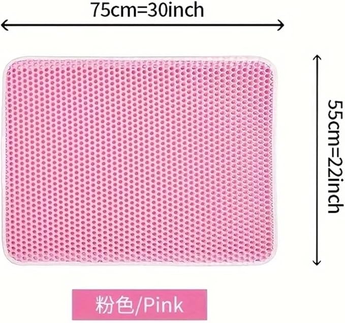 1Pc Large Size Cat Litter Honeycomb Double Layer Design,Urine Waterproof,Easy Cleaning,Scatter Control,Stay Clean(Pink,L-60X90cm)