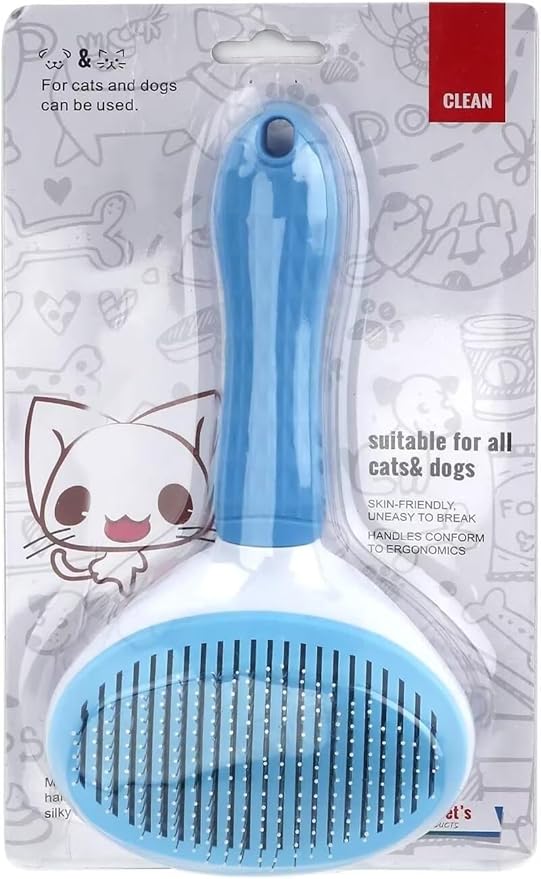 Pet Dog Hair Brush for Shedding Indoor Kitten Comb Grooming And Care Slicker Brush Stainless Steel,Cat Hair Brush for Long Hair Removal,Self Cleaning Rabbit Puppy Dogs Grooming Massaging Tool (Blue)