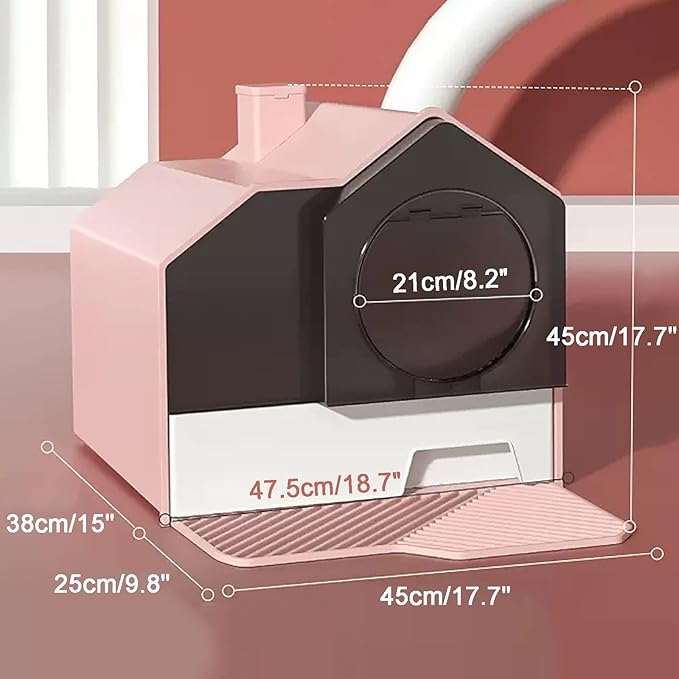 Cat Litter Tray Cats Litter Box with Front Entry/Exit XXL Extra Large Space Toilet Boxes with Drawer Type Cat Litter Tray and Pet Litter Shovel,Prevent Leakage (Color : Pink)