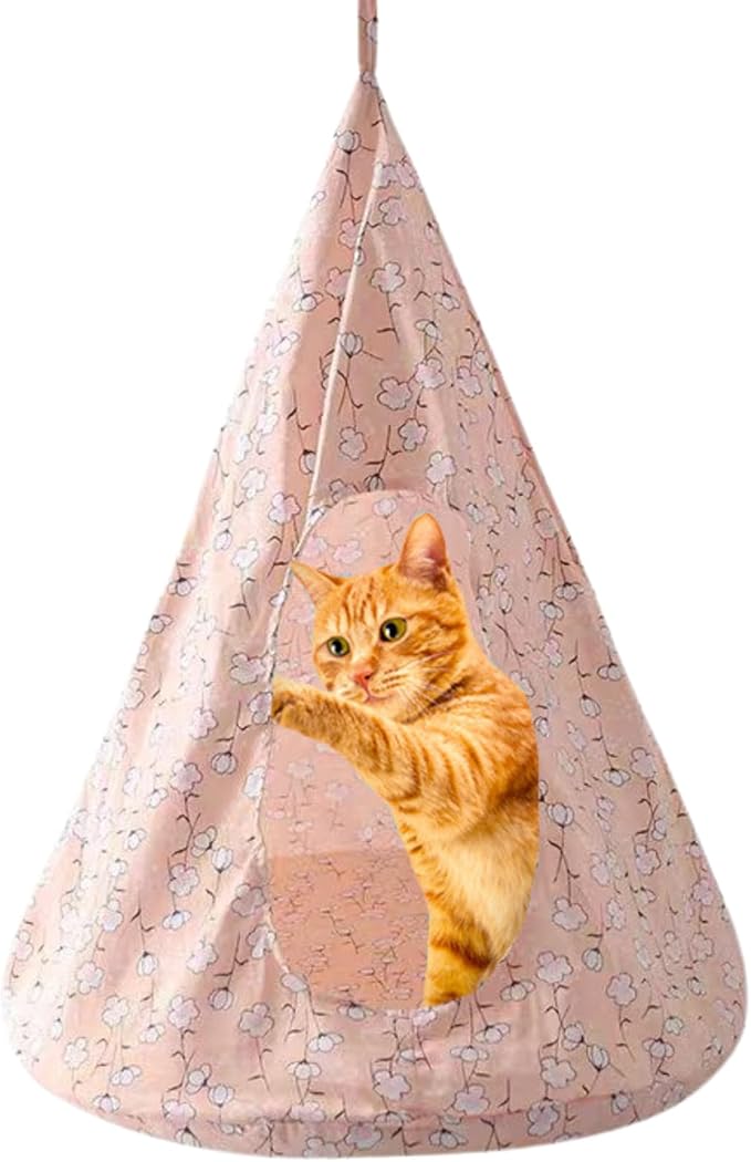 Breathable Cat Hammock Bed Comfortable Hanging Pet Hammock Bed Swing for Cats Small Dogs Rabbits (Pinkish-Orange,Small)