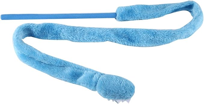 Cat Teaser Toy, Snake Shape Design with Silicone Material and 9.4 Inch Handle, Interactive Play Wand for Indoor Cats and Kittens, Green Pink Blue Color Options (Mixed Colors)