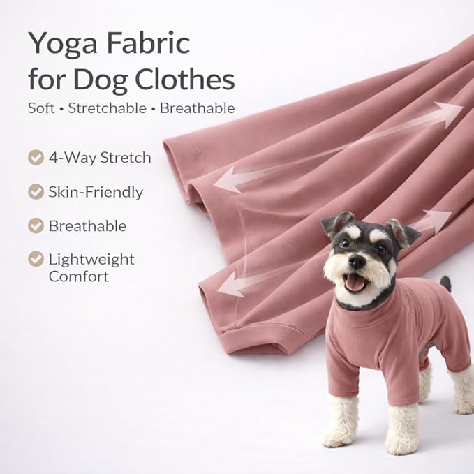 Lovelonglong Dog Full Bodysuit – Stretchy Yoga Fabric 4-Leg Dog Pajamas, Breathable & Lightweight Dog Onesie for Indoor & Outdoor, Shedding Control & Travel Wear