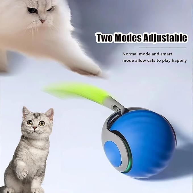 Smart Interactive Cat Toy,2025 New Generation Interactive Cats Toys,Interactive Cat Toys for Indoor C at Ball,Automatic Moving Cats Toy Ball with Tail (Orange)