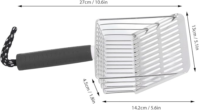 Cat Litter Scoop, Removable Handle Cat Litter Sifter, Stainless Steel Fast Filtration Cat Litter Shovel for Kitten Cat Dog Poop (Black)