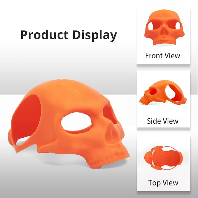 Yipintang Cat Bat Mask Halloween Costumes Accessories for Cats, Cat Bat Cosplay Apparel (Medium, Orange Skull)