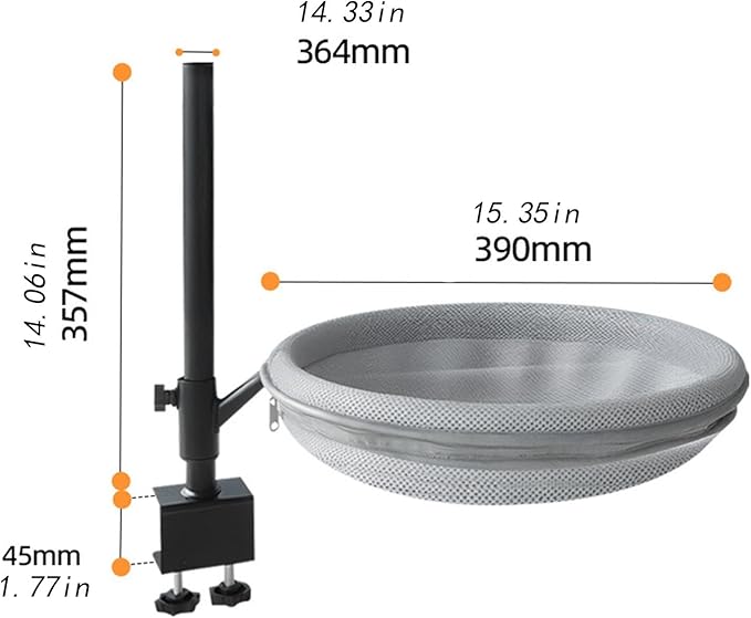 Cat Desk Bed Height Adjustable 360° Rotation Cat Perch for Desk Clamp Mount Elevated Kitten Furniture for Side Table Study Room- Mesh Cloth