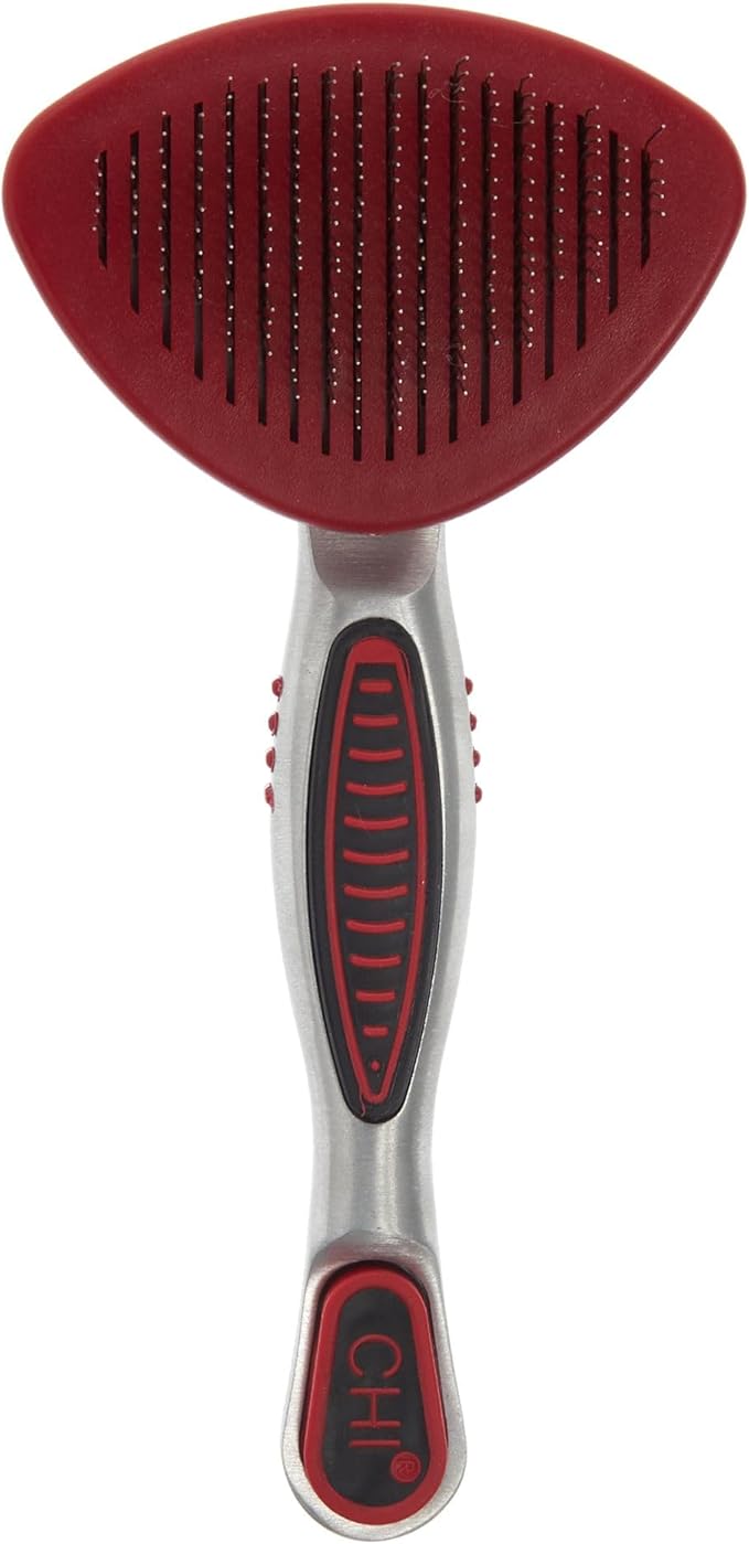 CHI for Cats 2-in-1 Double-Sided Pin and Bristle Cat Brush, Nylon-Tip Pins Detangle Undercoat, Bristle Side Reduces Shedding and Restores Shine, Ionic Technology, Ergonomic Soft-Grip Handle