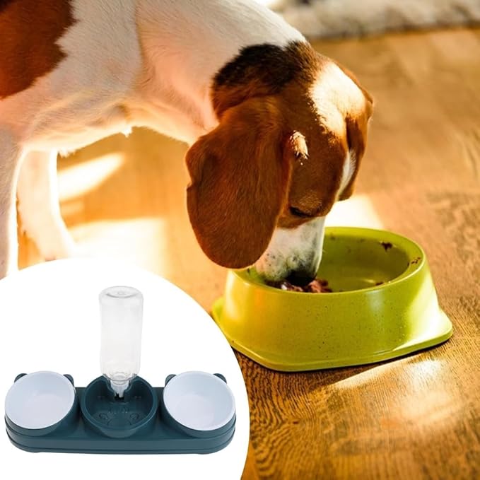 Pet Double Bowl Feeder with Water Dispenser for Dog Cats Feeding Watering Bowl Treats Dry Food Dish Pet Home Dishware