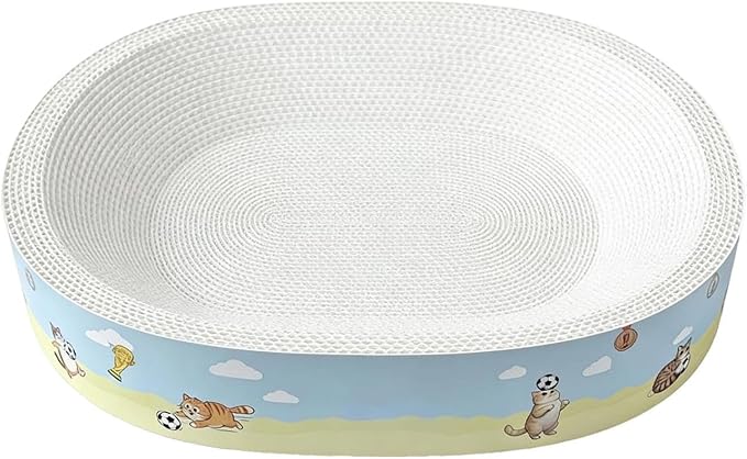 Cat Scratcher - Plant Fiber Scratch Pad | Durable Cardboard Lounge Bed, Portable Cat Scratch Board Bowl Mat for Kitten Medium Large Breed Furniture Door Couch Carpet Protection Indoor Enrichment