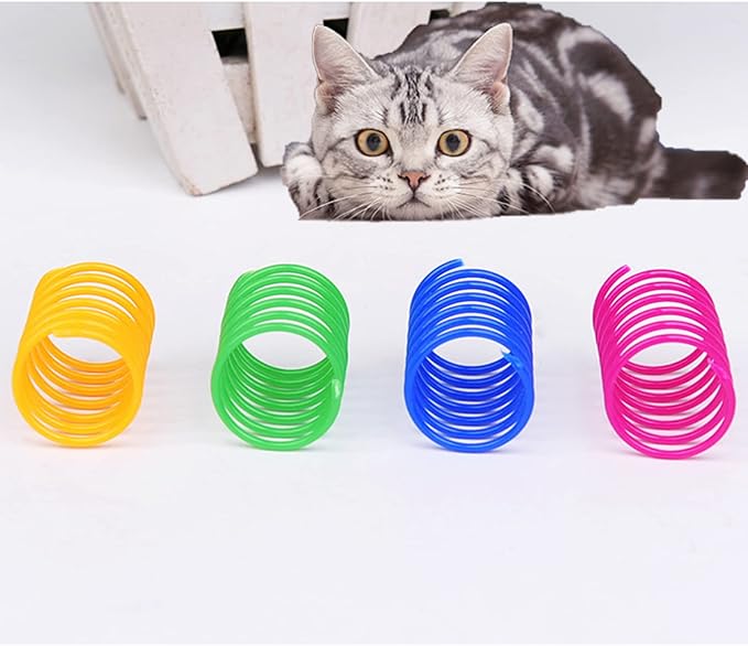 40 Pack Cat Spring Toy, Interactive Cat Toy for Indoor Cats Plastic Coils Colorful Springs Cat Toys Active Healthy Fitness Play Coil Spiral Springs Kitten Toys for Swatting, Biting, Hunting