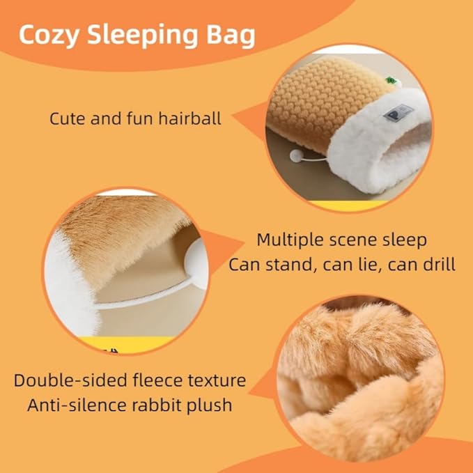 Winter Warming Cat Sleeping Bag，Soft Plush Sleeping Bag for Indoor Cats，Cozy Pet Nest for Cats and Dogs, Portable Calming Pet Nests，Cat Cave Bed Self Warming Bed (2 pack，C-Grey, Medium（18 *15.5 in）)