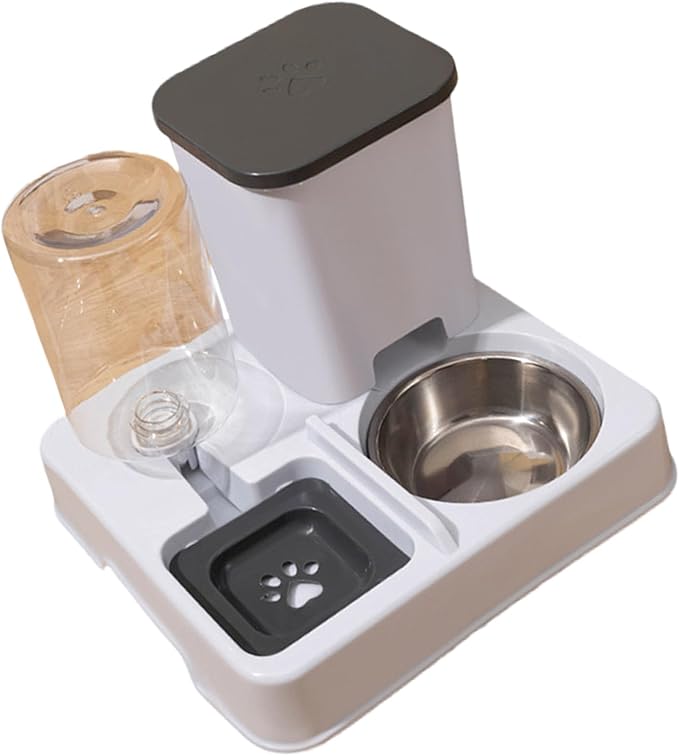 Dog Double Bowl Feeder Automatic Cats Food Container and Water Dispenser for Dog Daily Feeding Watering Supply Feeder for Food Dispenser