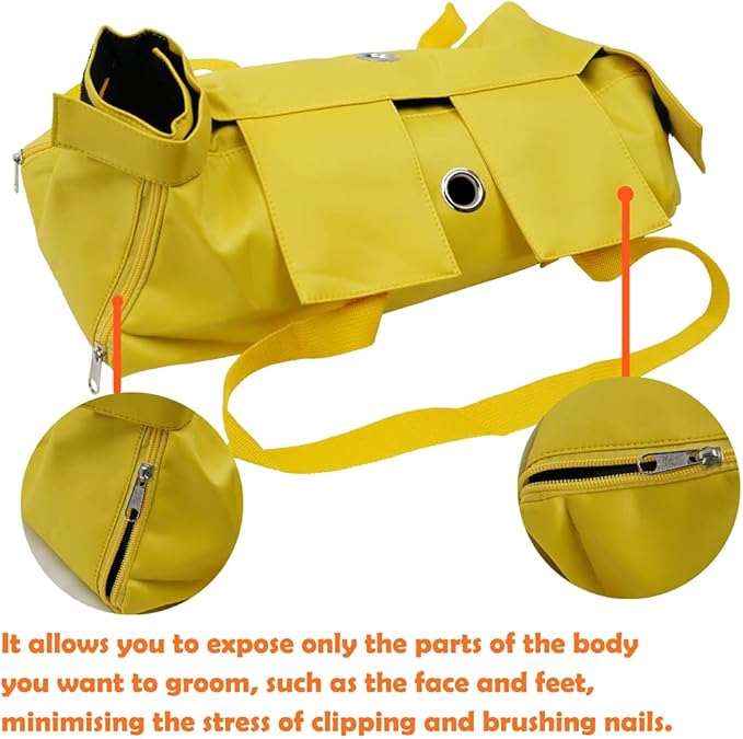 Cat’s Restraint Bag for Claw Care Nail Trimming Anti-Scratching Grooming Bag for Cats Medical Examination（Yellow-l