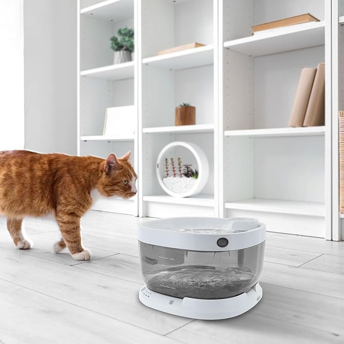 Cat Water Fountain, 1.85Gal/7L Cat Fountain Battery Operated with Filters, 5000mAh Battery, Automatic Pet Water Fountain for Cats, Dogs, Multiple Pets Easy Clean (White)