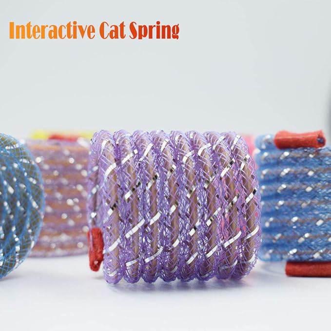 IUHKBH Cat Springs, 4 PCS Colorful Coil Spring Action Cat Toy Stretchable Kitten Kicker, Safe Kitten Stuff for All Breed Sizes