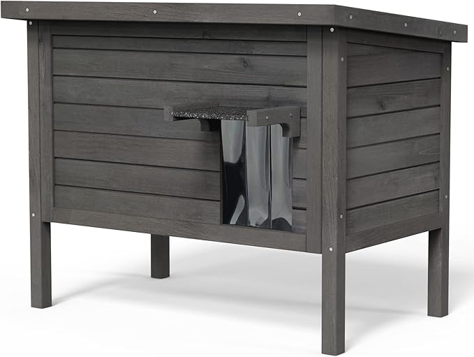 GDLF Outdoor Cat House Feral Cat Enclosure 100% Insulated All-Round Foam Weatherproof Solid Wood Large Size for Multiple Felines 34.5" L*21.5" W*27.2" H