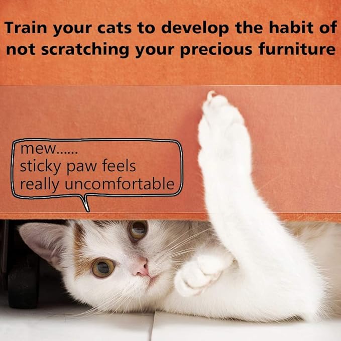 Cat Scratch Deterrent Tape - Anti-Scratch Cat Training Tape for Couch, Furniture, Door, 4" x33Yards, 100% Transparent Clear, Removable, Residue-Free, Non-Toxic
