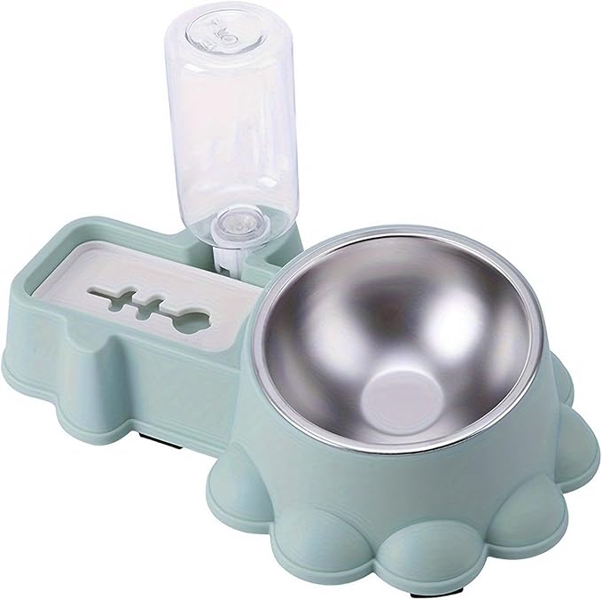 Practical Pet Double Bowl Dry Food Bowl Automatic Watering Bowl Food Bowl for Cats Feeding Dog Dish Watering Supply