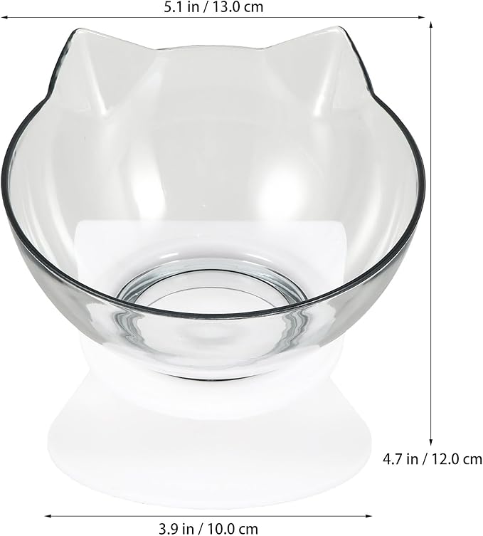 Toyvian Tilted Elevated Plastic Pet Feeding Bowl with Neck Protection for Cats, Single Bowl Suitable for Daily Feeding and Watering