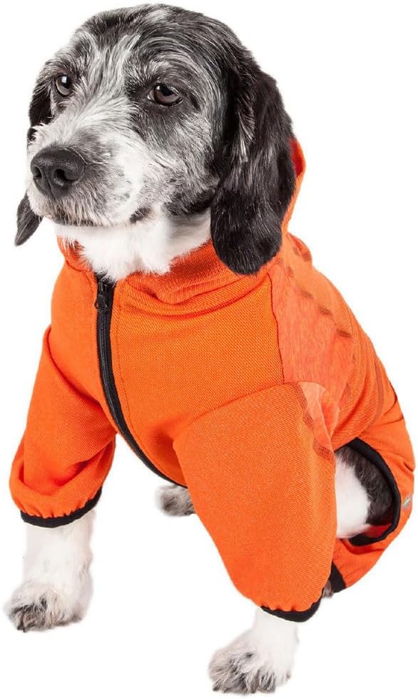 Pet Life ® Active Pawsterity Mediumweight 4-Way-Stretch and Quick Dry Yoga Fitness Year-Round Hooded Tracksuit Dog Sweater