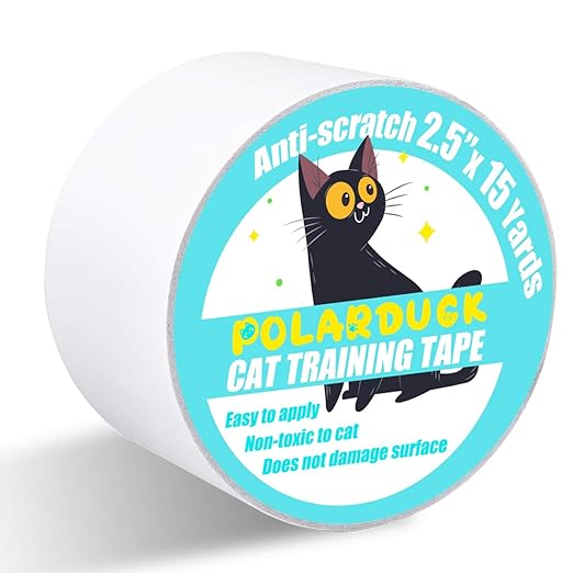 Polarduck Anti Cat Scratch Tape, 2.5 inches x 15 Yards Cat Training Tape, 100% Transparent Clear Double Sided Cat Scratch Deterrent Tape, Furniture Protector for Couch, Carpet, Doors, Pet & Kid Safe