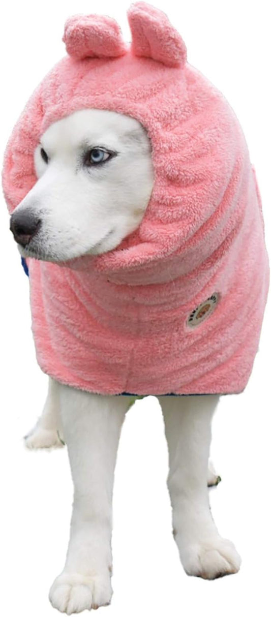 DERPYCHAPPY Premium Dog Towel Robe & Dog Bathrobe for Drying Dogs Made in Korea | Super Absorbent Quick & Adjustable Microfiber Bath Towel for Cats & Puppy Robes After Bath | Soft Warm Coat (Pink,L)