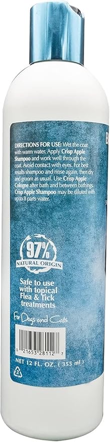 Bio-Groom Crisp Apple Dog Shampoo - Natural Scent Pet Shampoo, Aloe Vera, Chamomile, Cat & Dog Bathing Supplies, Puppy Wash, Cruelty-Free, Made in USA, Quick Rinse Cat Shampoo - 12 fl oz 1-Pack