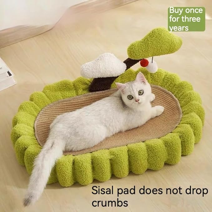 Cat Scratcher - Durable Non-Shedding Sisal Cat Bed with Climbing Frame and Toy, All-in-One Cat Furniture for Scratching and Sleeping (Money Tree)