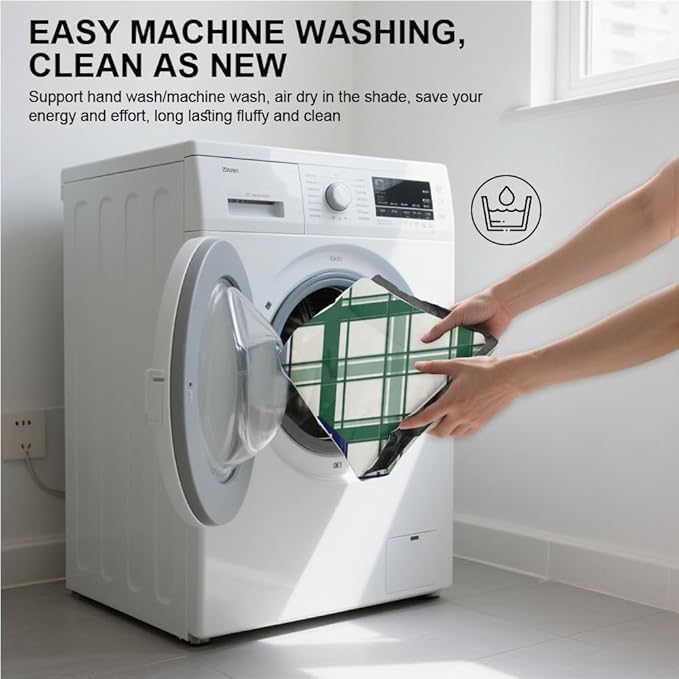 Green Blue Plaid Pet Dog Cage Mat Non Slip Bottom Cat Warming Pad Cozy Soft Dog Car Beds Pet Friendly Furniture Printed Mats Gift Chew Proof Bed 24× 18 Inch Indoor Outdoor