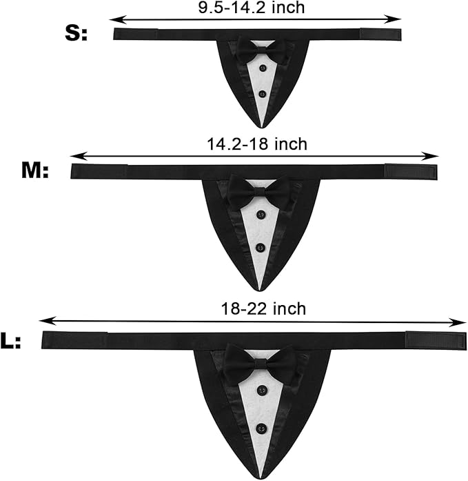 Formal Dog Tuxedo, Wedding Dog Costume Puppy Bandana Birthday Tux Suit Adjustable Collar with Bow Tie, Dog Clothes for Small Medium Dogs Cats, Party Pet Outfit Wedding Attire Clothing Apparel (Medium)