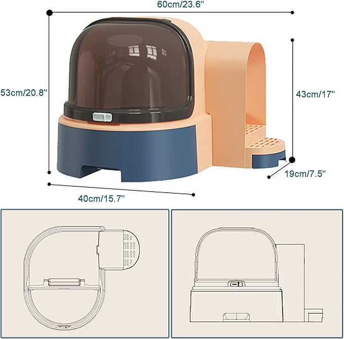 Cat Litter Box, Front Entry Cat Litter Box with Lid, Covered Kitten Litter Tray,Corridor-Type Odor-Proof Litter Box with Sand Drawer Including Cat Litter Scoop (Color : Green)