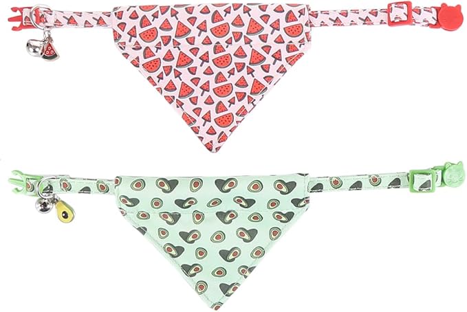 Cat Collar Breakaway with Cute Bandana and Bell Fruits Accessories for Kitty Adjustable Safety