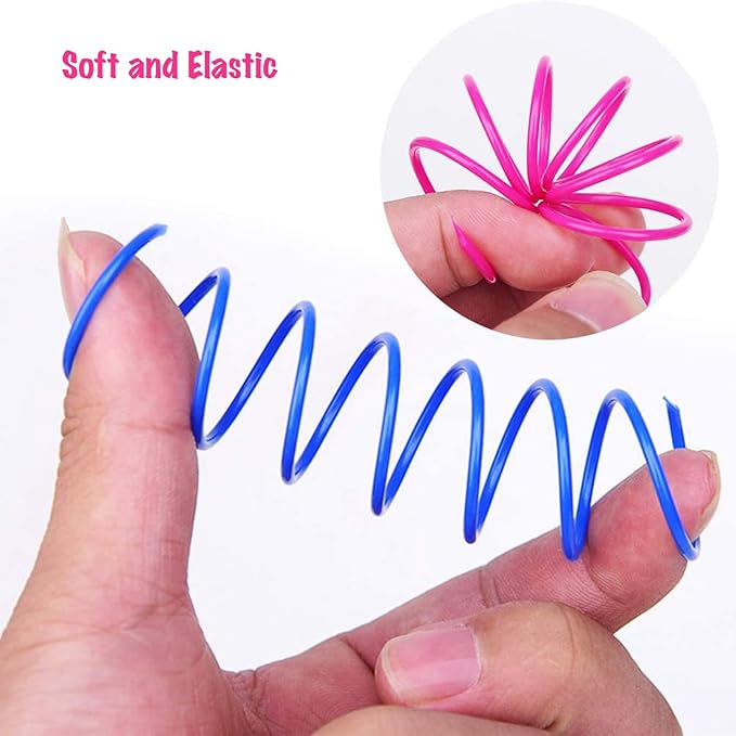 120 Pack Cat Spring Toy - Interactive Plastic Coils for Indoor Cats, Colorful Spiral Springs for Swatting, Biting, Hunting - Active Healthy Fitness Play Kitten Toys