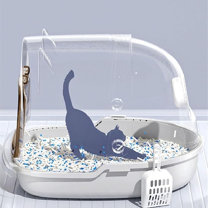 Pet Supplies, Extra Large Enclosed Cat Litter Box with Scoop Odor Control(Gray)